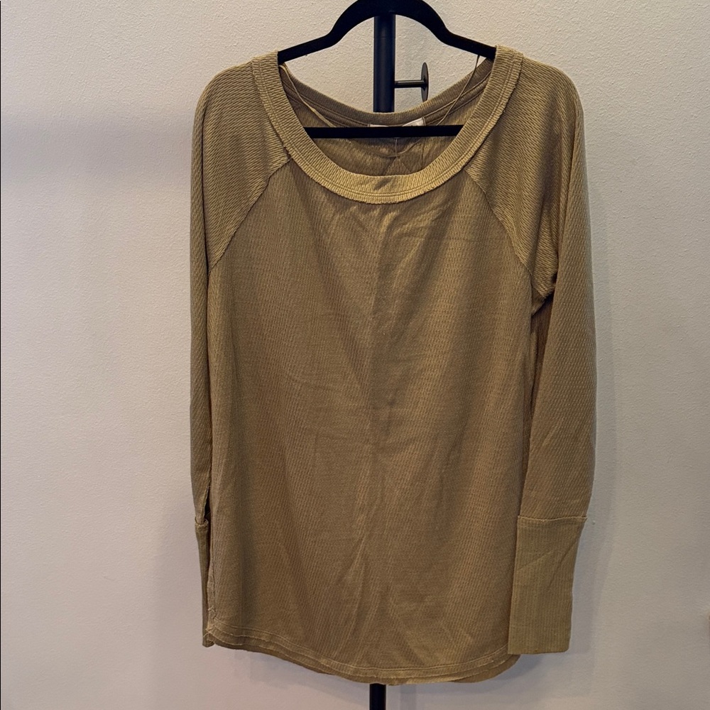 Free People Olive Long Sleeve Top